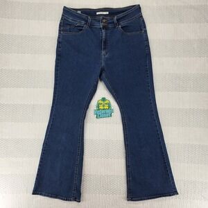 Levi's 726 Flare Jeans Womens 34x30 Dark Wash Stretch Denim Double Button EUC